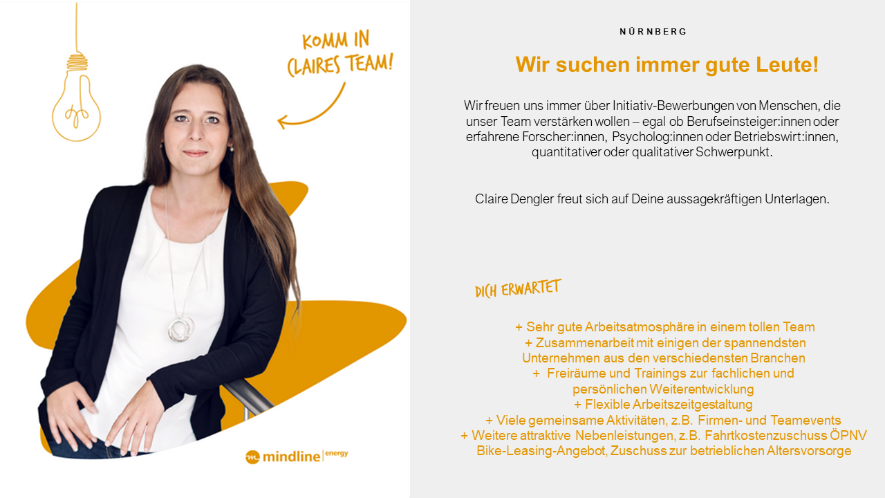 - Stellenangebot - Initiativbewerbung - mindline energy GmbH - Standort Nürnberg - mindline bietet viele Benefits