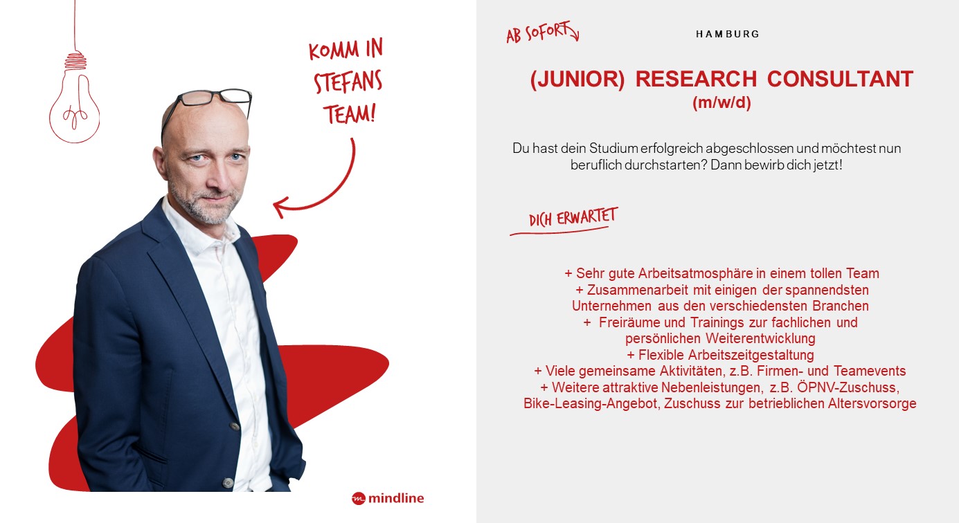 Jobangebot - Research Consultant - mindline GmbH - Hamburg - Martkforschung